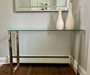 Glass And Chrome Console Table