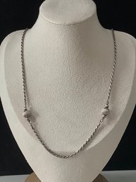 925 Sterling Silver Beaded Necklace #12