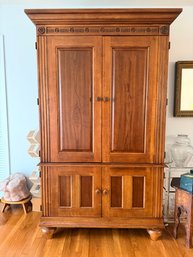 Hooker Cherry Wood Armoire/entertainment Cabinet With Fluted Trim And Rosette Accents
