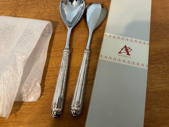 Aghifug Salad Servers Silverplate Made In Italy W/ Box