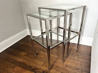 Pottery Barn Glass And Chrome Nesting Tables (2 Of 2)