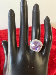 Lavender Cushion & CZ Ring Size 7.5 #42