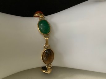 12k Scarab W/ Multi-colored Gemstones Bracelet #20