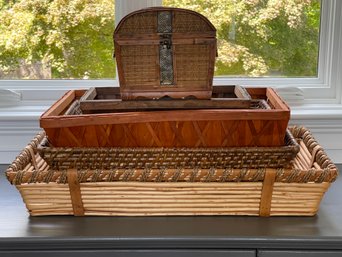 Wicker Hinged Storage Box And More