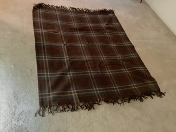 Brown Plaid Wool Blanket Made In Italy