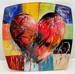 Anna Davis Reverse Hand Painted Decorative Glass Charger Plate, Signed