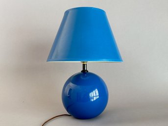 Vintage Blue Ceramic Lamp With Shade