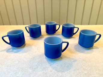 1960s Federal Glass Blue Mugs