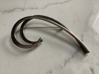 925 Silver Taxco Modernist Double-curve Brooch #31