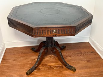 Beautiful Antique Octagonal Leather Top Table