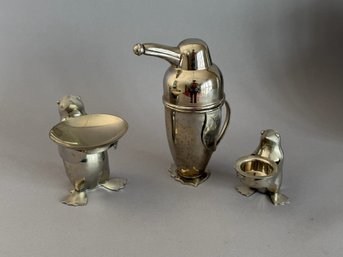 Three Piece Set Of Restoration Hardware Penguin Items