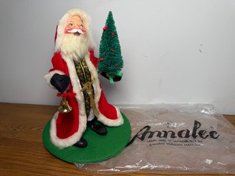 1986 Vintage Annalee Mobilitee Dolls Santa With Christmas Tree & Bell