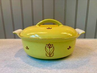 De Koninklijke Diepenbrock & Reigers Of Ulft Yellow Enamel Cast Iron Covered Baker, Made In Holland