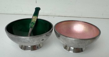 Sterling And Enamel Salt Dishes