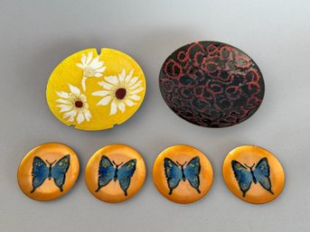 Set Of Six Metal Enamel Bowls