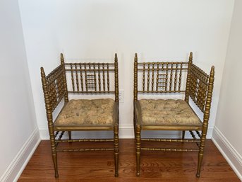 Antique Victorian Heywood Wakefield Bamboo Design Corner Chairs