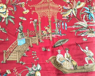 Stunning Medium Weight Fabric With Chinoiserie Design