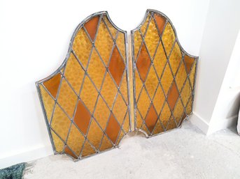 Pair Of Stained Glass Window Panels In Very Good Condition