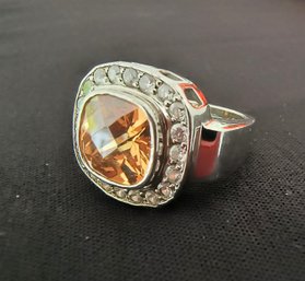 Sterling Silver Ring With Stone/crystals