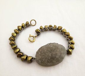 Bracelet With 14 Karat Gold GF Clasp And Center Crystal Stone