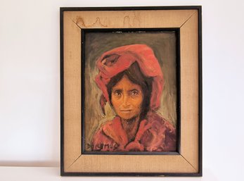 Framed Vintage Oil Painting Portrait, Signed Doremus