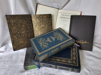 Set Of Beautiful Antique Books In Tones Of Black, Navy And Gold