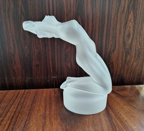 Signed Lalique Nude Kneeling Female Figure