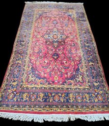Very Good Condition  Hand Made Large Vintage Wool Carpet/rug In Vibrant Colors And A Plushy Pile