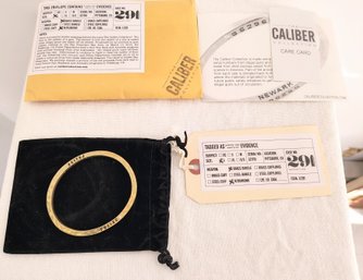 Caliber Brass Bangle Bracelet Repurposed From Discarded Ammunition, With Diamond