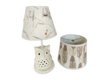 Owl Motif Table Lamp With Two Different Lamp Shades
