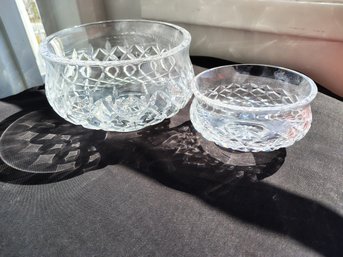 Waterford Pair Of Small And Large Crystal Bowls