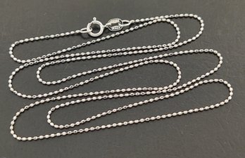 Thin 14k White Gold Ball Bead Chain Necklace