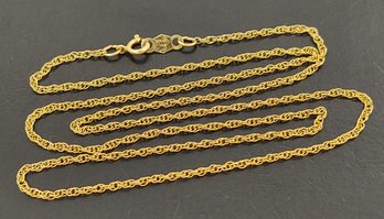 Vintage Thin 14k Gold Rope Chain Necklace