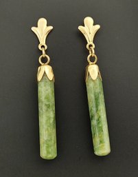 Vintage 14k Gold Jade Dangle Earrings