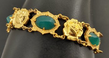Antique Victorian Art Deco Gold Filled Czech Glass Bracelet