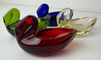 Four Glass Swan Salt Holders