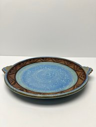 Vintage Blaisdell Pottery Stoneware Round Plate With Handles