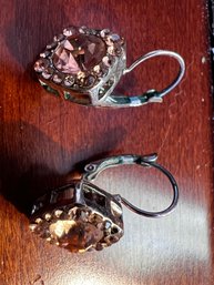 Pink Crystal Drop Earrings