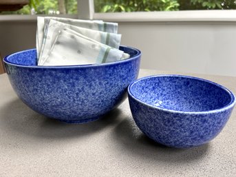 Speckled Blue Bowls & 12 High Quality Napkins