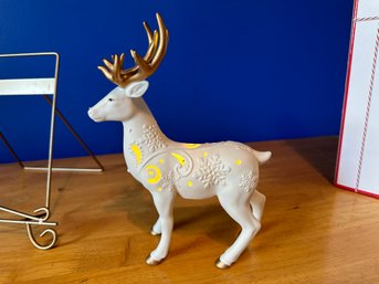 Lenox Lighted Ivory & Gold Standing Reindeer 9.5'