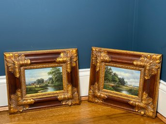 Antique Louis Emile Adan Authentic Hand Painted Landscape Scene Paintings