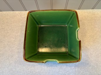 Set Of Three Green Pottery Barn Square Rice Bowls, Made In Japan