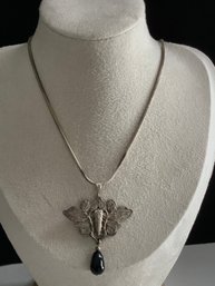 Sterling Silver Moth Pendant W/ Chain #51