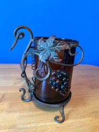 Glass And Metal Pillar Holder With Pillar