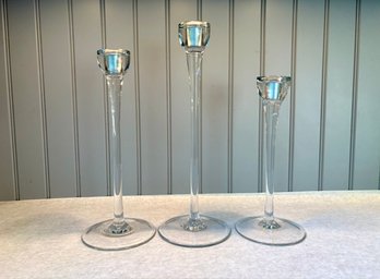 Graduated Glass Taper Candleholders