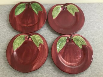 Set Of 4 - Franciscan Apple Accent Salad Plates