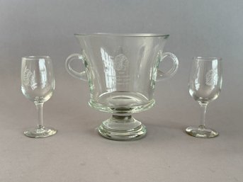 Wampanoag Country Club Ice Bucket With Two Glasses