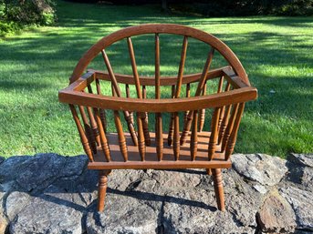 Vintage Oak Bentwood Spindle Designed Magazine Rack