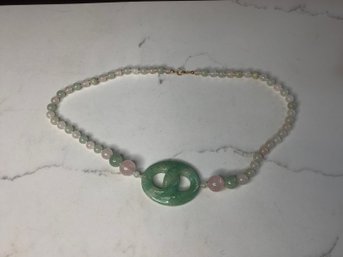 Jade Carved Pendant Beaded Necklace #13