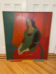 Original Impressionistic Portrait Painting On Canvas Back Signed Dunning